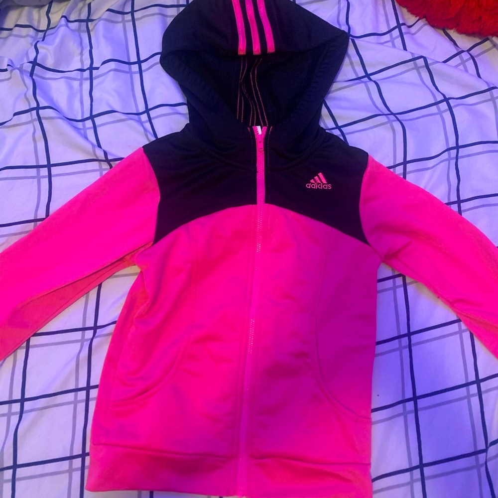 Bright pink adidas track suit jacket